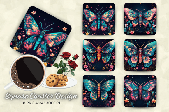 Download Vibrant Colors Mystical Moth Square Coas - Premium Bundle