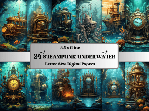 Download Steampunk Underwater Background Paper - Background paper Collection
